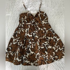 NWT Lena brand dress with brown and navy floral pattern